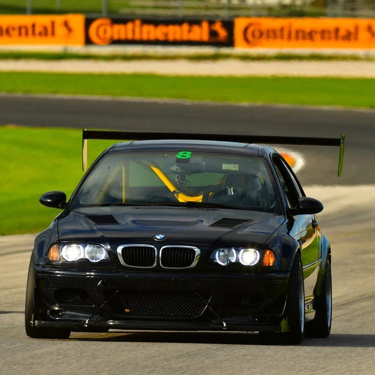 Picture of our E46 hood vents on the track